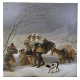 冬の吹雪(Francisco Goya) タイル