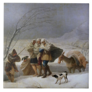 冬の吹雪(Francisco Goya) タイル