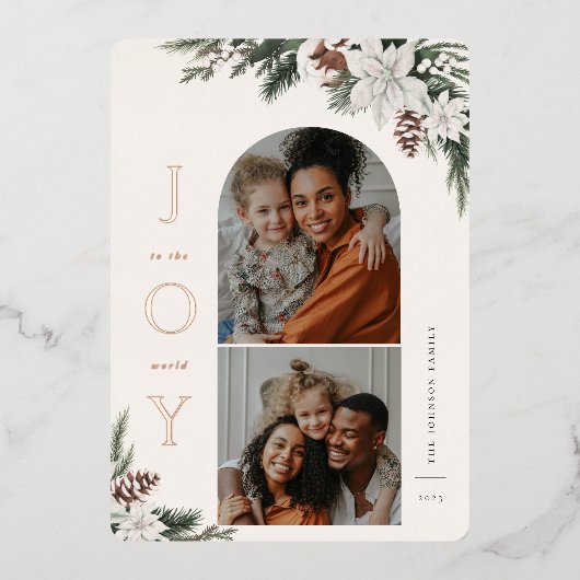 冬の喜び2フォトファミリー 箔シーズンカード (正面)