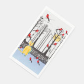 冬の喜び – スカーフの猫樺の木ツリー深紅色 (コーナー)