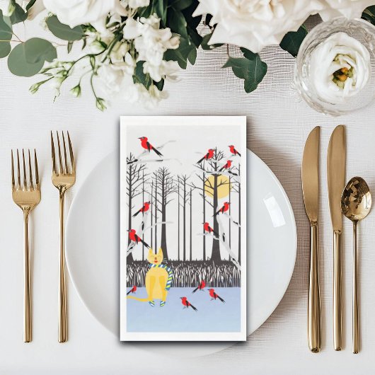 冬の喜び – スカーフの猫樺の木ツリー深紅色