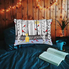 冬の喜び – スカーフの猫樺の木ツリー深紅色 アクセントクッション