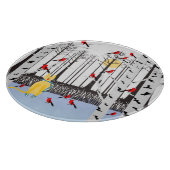 冬の喜び – スカーフの猫樺の木ツリー深紅色 カッティングボード (角)