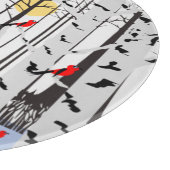 冬の喜び – スカーフの猫樺の木ツリー深紅色 カッティングボード (角)