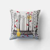 冬の喜び – スカーフの猫樺の木ツリー深紅色 クッション (裏面)