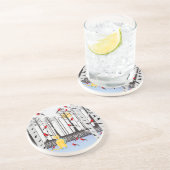 冬の喜び – スカーフの猫樺の木ツリー深紅色 コースター (側面)