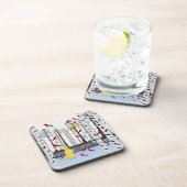 冬の喜び – スカーフの猫樺の木ツリー深紅色 コースター (右側)