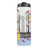 冬の喜び – スカーフの猫樺の木ツリー深紅色 タンブラー (正面)