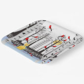 冬の喜び – スカーフの猫樺の木ツリー深紅色 ペーパープレート (傾斜あり)