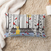 冬の喜び – スカーフの猫樺の木ツリー深紅色 ランバークッション (ブランケット)