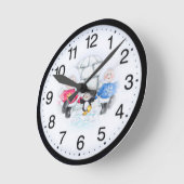 冬の喜び ラウンド壁時計 (傾斜)