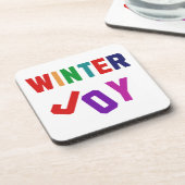 冬の喜び – Cozy カラフル Letters コースター (左側)
