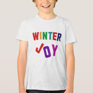 冬の喜び – Cozy カラフル Letters トライブレンドTシャツ