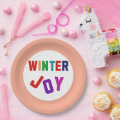 冬の喜び – Cozy カラフル Letters ペーパープレート (パーティー)