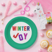 冬の喜び – Cozy カラフル Letters ペーパープレート (パーティー)