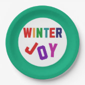 冬の喜び – Cozy カラフル Letters ペーパープレート (正面)