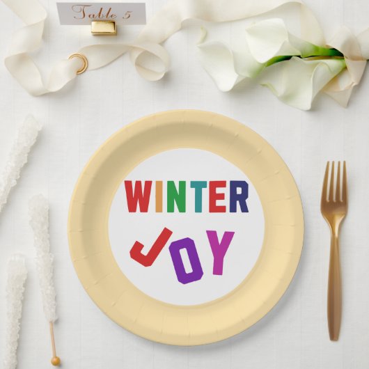 冬の喜び – Cozy カラフル Letters ペーパープレート (ウェディング)
