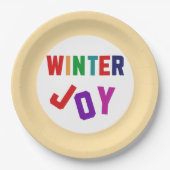 冬の喜び – Cozy カラフル Letters ペーパープレート (正面)