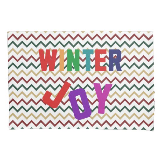 冬の喜び – Cozy カラフル Letters 枕カバー (正面)