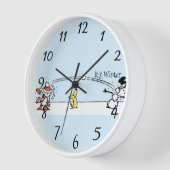 冬の四角い壁の時計 壁時計 (傾斜)