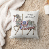 冬の回転木馬の馬のスケッチの枕 クッション (ブランケット)