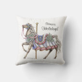 冬の回転木馬の馬のスケッチの枕 クッション (裏面)