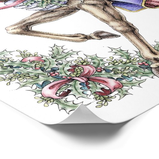 冬の回転木馬ウマペンとインクスケッチポスター ポスター (角)