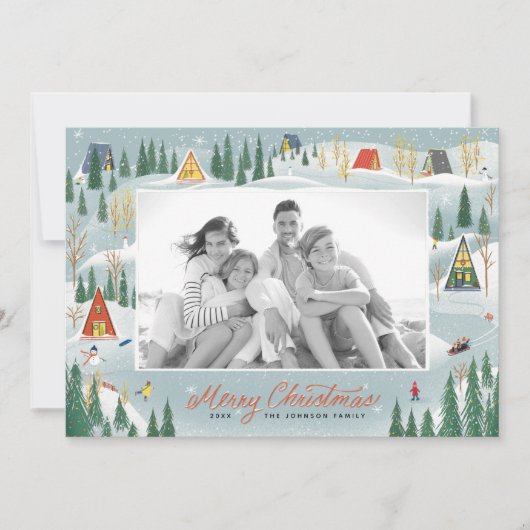 冬の図解入りの、写真付きのシーンの写真 シーズンカード (正面)