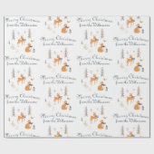 冬の図解入りの、写真付きの森の動物フォークアート ラッピングペーパー (フラット)