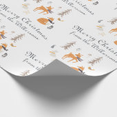 冬の図解入りの、写真付きの森の動物フォークアート ラッピングペーパー (角)