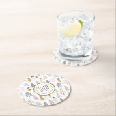 冬の国お洒落の木モノグラム ラウンドペーパーコースター (インサイチュ)