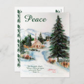 冬の国の教会の水の色マウンテンシーン シーズンポストカード (正面/裏面)