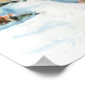 冬の国の教会の水の色マウンテンシーン ポスター (角)