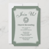 冬の国の教会の水の色マウンテンシーン 招待状 (裏面)