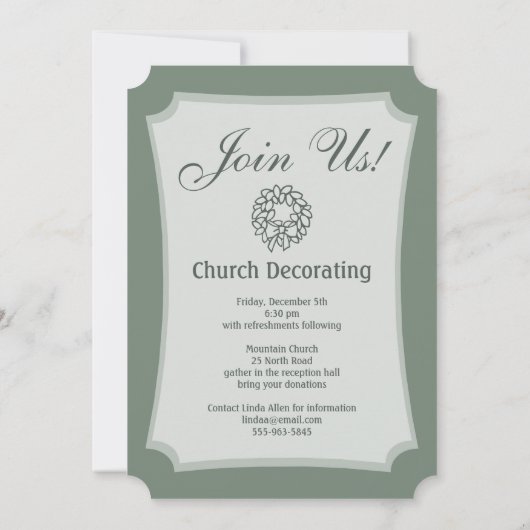 冬の国の教会の水の色マウンテンシーン 招待状 (裏面)