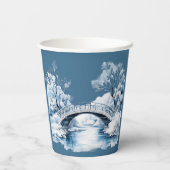 冬の国の水流の橋結婚の 紙コップ (裏面)