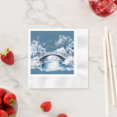 冬の国の水流の橋結婚の 縁ありカクテルナプキン (インサイチュ)