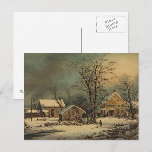 冬の国:寒い朝 ポストカード (正面/裏面)