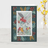 冬の地球の歌の緑のグリーティングカード カード (黄色い花)