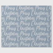 冬の埃っぽいブルーメリークリスマススクリプトホリデー ラッピングペーパー (フラット)