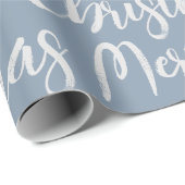 冬の埃っぽいブルーメリークリスマススクリプトホリデー ラッピングペーパー (ロールコーナー)