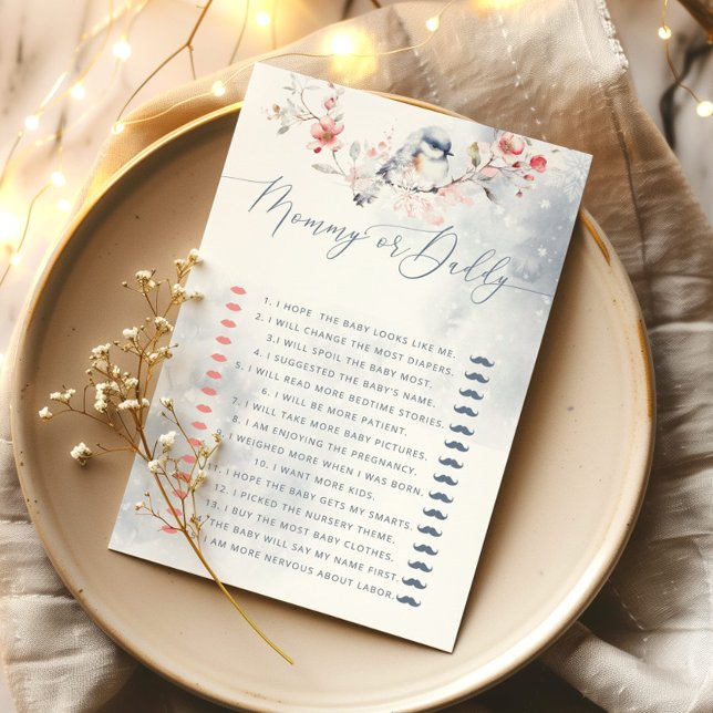 冬の埃っぽい青いママまたはパパの赤ちゃんシャワーゲーム (クリエイターアップロード済み)