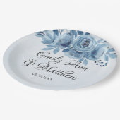 冬の埃っぽい青い水色の牡丹結婚の ペーパープレート (アングル)