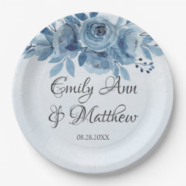 冬の埃っぽい青い水色の牡丹結婚の ペーパープレート