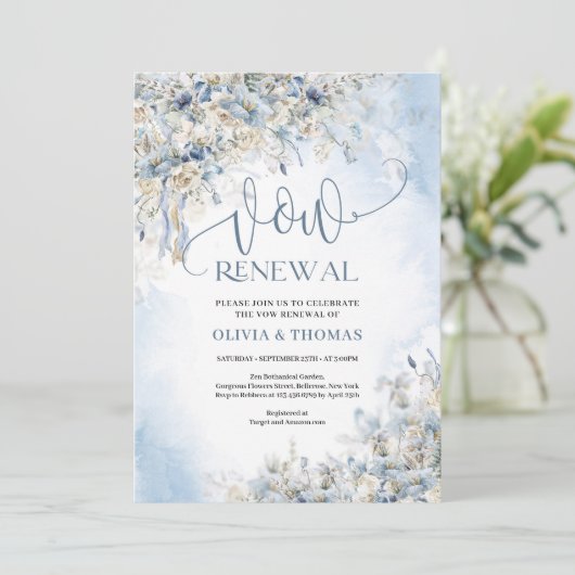 冬の埃っぽい青い花アイボリーバラは再生を誓う 招待状 (スタンド正面)