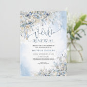 冬の埃っぽい青い花 アイボリーのバラ 新たなる誓い 招待状 (スタンド正面)