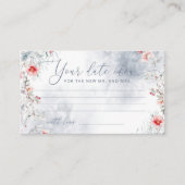 冬の埃っぽい青い雪の日付ナイトアイディア エンクロージャーカード (正面)