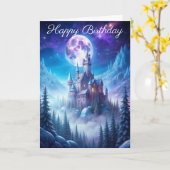 冬の城の誕生日 カード (黄色い花)