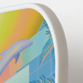 冬の夏の霧雨の夕日とヤシの木 ピックルボールラケット (左詳細)