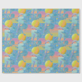 冬の夏の霧雨の夕日とヤシの木 ラッピングペーパー (フラット)